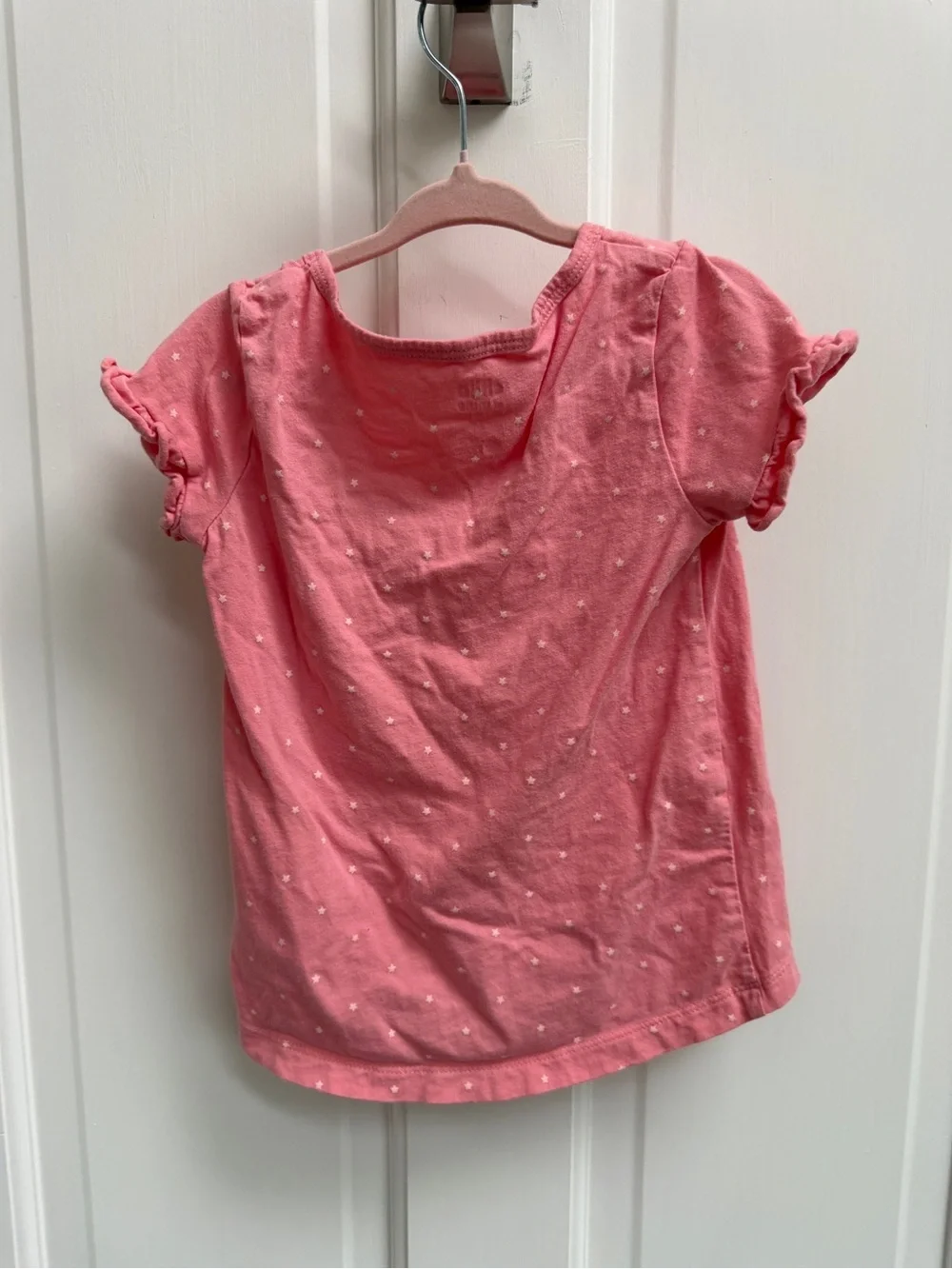 Carter's 4T Girls Pink Star Short Sleeve Top Blouse Shirt with Unicorn Pocket